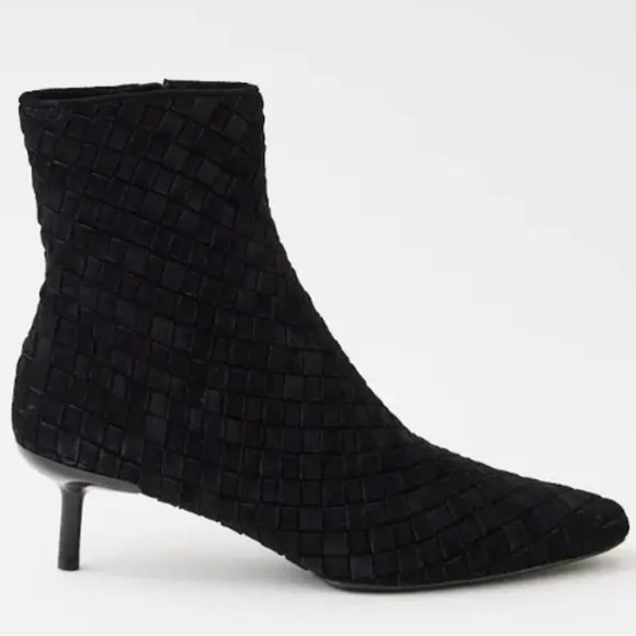 NWT RAG & BONE Booties Rio Woven Boots Suede Leather Kitten Heel NEW NWOB Black - Picture 2 of 6